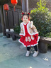 迪士尼兒童拜年服女童中國風(fēng)唐裝漢服加絨加厚公主裙秋冬新年元旦喜慶服 紅色拜年服送頭飾 加厚 140 _適合6歲寶寶重48-56斤 曬單實(shí)拍圖