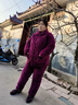 愛(ài)麥依中老年人冬裝女奶奶睡衣套裝媽媽加絨加厚襖服居家服棉衣奶奶棉服 紫紅色(套裝) 加絨 L 【70-105斤】 曬單實(shí)拍圖