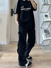 棉致美式潮牌休閑褲男春秋季寬松褶皺直筒褲子2025新款彎刀褲長褲 卡其 L 建議115-135斤 曬單實拍圖