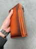 班亞奴新款男士錢(qián)包男款真皮長(cháng)款頭層牛皮多卡位皮夾大容量帶拉鏈手拿包 黃棕色 曬單實(shí)拍圖
