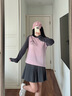 Teenie Weenie小熊女裝長(zhǎng)袖T恤2025夏新款簡(jiǎn)約撞色時(shí)髦插肩袖上衣 粉色 S 曬單實(shí)拍圖