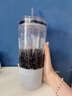 NEXT ROAD英國聯(lián)名玻璃吸管杯大容量水杯高顏值冰咖啡奶茶杯ins風(fēng)冷飲料杯 皮革杯套+吸管禮包 900ml 曬單實(shí)拍圖