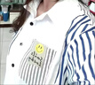FSHE拼接條紋白色襯衫女2025春季新款韓版寬松中長(zhǎng)款襯衣休閑上衣外套 白色條紋 XL _115-128斤 曬單實(shí)拍圖
