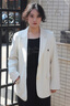 獨束大碼女裝西裝外套女2025春新款廓形撞色拼接西服胖mm氣質(zhì)通勤 象牙米 L (尺碼：2) 曬單實(shí)拍圖