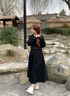 獨束大碼女裝通勤翻領(lǐng)收腰連衣裙2025春季新品時(shí)尚氣質(zhì)胖mm裙子 摩登黑(腰帶不贈送) L (尺碼：2) 曬單實(shí)拍圖