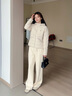 Calvin Klein Jeans秋冬女士休閑撞色織帶鴨絨連帽輕暖羽絨服外套J222248 ACF-象牙白 XS 曬單實(shí)拍圖