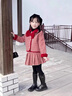 皮爾卡丹（pierre cardin）2025女童童裝冬季小香風(fēng)加厚套裝寶寶紅色千鳥(niǎo)格拜年加棉兩件套 加絨 68185紅 上衣加棉 裙子 兩 120cm 曬單實(shí)拍圖