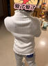 妙奕嘉半高領(lǐng)打底衫女秋冬內搭女長(cháng)袖t恤女修身緊身上衣女黑白色打底衣 白色麻花木耳邊打底衫【均碼】 曬單實(shí)拍圖