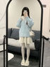 DXOT新款奶藍色慵懶風(fēng)麻花毛衣女秋冬2025新款加厚感內搭套頭針織衫女 藍色 L 建議105-115斤 曬單實(shí)拍圖
