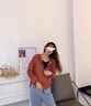 AEMAPE外套女2025年春秋季新款短外套女小個(gè)子韓版時(shí)尚寬松休閑 磚紅色_春秋款【帶里布】 XL _建議120-135斤 曬單實(shí)拍圖