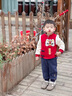 班喜迪男童漢服套裝秋冬裝兒童加絨新年拜年服國風(fēng)唐裝寶寶周歲禮服冬季 紅色 90 cm 曬單實拍圖