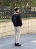 羅蒙（ROMON）夾克男2025秋季新款外套男士商務(wù)休閑翻領(lǐng)時(shí)尚夾克開衫上衣服男裝 黑色 常規(guī) XL (125-140斤可穿) 曬單實(shí)拍圖