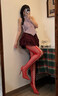 JIOESC千禧辣妹絲襪女性感蕾絲提花吊帶襪漁網(wǎng)襪打底襪情趣黑絲長(cháng)筒襪 紅色 1條 均碼 15D 曬單實(shí)拍圖