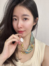 SOMUBAY新款珍珠磁扣長(cháng)條項鏈小絲巾女簡(jiǎn)約夏季裝飾領(lǐng)巾春夏母親節禮物 sj-33藍色若葉 曬單實(shí)拍圖