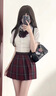 歐維沃小辣椒jk制服套裝春夏日系校供感半身收腰顯瘦短裙百褶裙格子裙女 紅格子百褶裙 M 曬單實(shí)拍圖