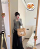 乖米豆美式復(fù)古v領(lǐng)灰色毛衣女秋冬2024新款內(nèi)搭修身顯瘦針織打底衫上衣 灰色 M 曬單實(shí)拍圖
