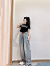 蘿美醬天絲牛仔褲女2025新款夏季小個(gè)子休閑褲高腰夏天冰絲寬松闊腿褲子 藍(lán)色 天絲牛仔褲常規(guī) M 【建議95-110斤】 曬單實(shí)拍圖