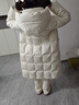 波司登（BOSIDENG）羽絨服鵝絨女長(cháng)款連帽新國標90絨商場(chǎng)同款寬松休閑外套 奶白菱形格提花8958 S 160/84A 體重約100-110斤 曬單實(shí)拍圖