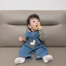 班喜迪嬰兒衣服秋裝嬰幼兒連體衣寶寶卡通牛仔背帶褲超萌外出爬服春秋季 藍色 73cm 曬單實(shí)拍圖