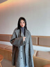 束皙SUSHE 雙面呢大衣澳洲羊毛中長(cháng)款毛呢外套高級灰色大衣女秋冬 洛克花灰 S 曬單實(shí)拍圖