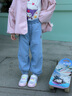 泰蘭尼斯秋季女童板鞋低幫運(yùn)動(dòng)鞋輕便幼兒園鞋防滑軟底休閑鞋白/粉30碼 曬單實(shí)拍圖
