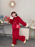 歐遙女童夾棉套裝2026新款兒童拜年服女孩本命年衣服冬裝13歲女孩衣服 紅色 160 建議身高150-160cm 曬單實(shí)拍圖