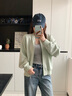 玖姿·安娜蔻慵懶松弛莫代爾云感空氣層繭形衛(wèi)衣外套女2025春季新款 淺綠 M 曬單實拍圖