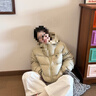 駱駝?dòng)鸾q服男[淘氣包]加厚保暖氣凝膠隔熱防潑水面包羽絨服女 A34CAPN750B，奶茶棕 ，中性款 L 曬單實(shí)拍圖