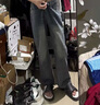 楠笙記美式復(fù)古藍牛仔褲男春秋冬季潮牌寬松大碼高個子微喇褲休閑長褲子 牛仔藍 XL 曬單實拍圖