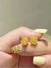 中國黃金（CHINA GOLD）黃金耳釘女花絲足金小方糖耳飾首飾520母親節(jié)生日禮物送老婆女友 【中國黃金禮盒】小方糖耳釘 約2.1g 曬單實(shí)拍圖