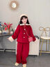 歐遙女童夾棉套裝2026新款兒童拜年服女孩本命年衣服冬裝13歲女孩衣服 紅色 160 建議身高150-160cm 曬單實(shí)拍圖