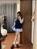 雪妃藍琪（XUEFEILANQI）2025春季連衣裙新款早春韓系學院風條紋襯衫裙子女春秋短裙套裝 襯衫裙+馬甲【套裝】 M 曬單實拍圖