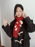 viney圍巾女冬季紅色保暖針織毛線圍脖輕奢披肩生日情人節(jié)禮物送女友 紅色禮盒裝 可愛小熊高顏值時尚防寒 曬單實拍圖