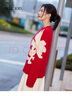edition【高圓圓同款】2024金鱗新春系列白玉蘭花羊毛套頭紅色毛衣 大紅色 M (165) 曬單實(shí)拍圖