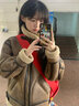 GARNUO皮毛一體羊羔毛外套女2026秋冬季新款麂鹿皮絨機車(chē)服加厚夾克棉服 棕色 M 【101-115斤】 曬單實(shí)拍圖