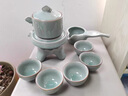 鳳陶凰（FENG TAO  HUANG）自動(dòng)茶具套餐套裝家用懶人泡茶神器出水茶壺中式高檔泡茶器茶杯 定青瓷自動(dòng)茶具六杯套-淺藍 曬單實(shí)拍圖