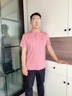 沙馳SATCHI男士短袖t恤夏款三防涼感透氣商務(wù)polo翻領(lǐng)體恤衫【易打理面料】 粉紅 XL 52/180 曬單實拍圖
