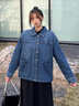 森馬（Semir）牛仔外套女中長款翻領落肩慵懶風上衣2025年春新款寬松顯瘦牛仔衣 牛仔藍灰88401 M 160/84A 曬單實拍圖