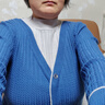 啄木鳥假兩件羊·毛衫女秋冬新款時尚顯瘦韓版毛衣女休閑百搭外穿針織衫 藍色 【針織包芯紗】 2XL 【建議125-140斤】 曬單實拍圖