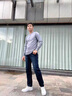 新百倫高端正品男士牛仔褲春秋季新款寬松直筒休閑長(cháng)褲彈力簡(jiǎn)約百搭褲子9113深藍色 常規33 曬單實(shí)拍圖