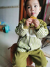 G.DUCKKIDS小黃鴨童裝男童套裝春秋季2024新款兒童衣服寶寶小狗棒球服三件套 KN24107小狗豎條-卡其色 90 建議1~2歲【 80-90cm】 曬單實拍圖