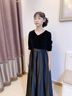 衣諾坊女童裙子 演出禮服裙 輕奢兒童鋼琴表演演奏小主持人演出服 黑色 140 （建議體重60-70斤） 曬單實拍圖