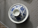 容山堂仿古青花陶瓷特大號(hào)八寶茶三才蓋碗茶杯家用泡茶碗功夫茶具 陶瓷青花三才蓋碗-纏枝蓮紋 曬單實(shí)拍圖