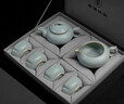 青澹汝窯整套茶具套裝禮品套裝家用冰裂釉天青汝瓷整套禮盒裝龍行大運 龍行大運 6件 曬單實(shí)拍圖