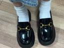 他她（TATA）盧昱曉同款魔法偵探厚底樂(lè )福鞋女真皮黑色小皮鞋JK鞋單鞋 黑色（跟高6CM） 34 曬單實(shí)拍圖