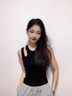 NOME設計感吊帶背心女斜肩內(nèi)搭打底無袖上衣 黑色【罩杯款】 S  曬單實拍圖