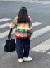 G.DUCKKIDS小黃鴨童裝親子裝毛衣秋冬套裝一家三四口針織衫母子女裝全家福裝 五彩斑斕加絨衛(wèi)衣 175 L 曬單實(shí)拍圖