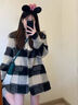妙奕嘉格子西裝外套女冬季大衣高級感2026新款洋氣短款小個(gè)子小香風(fēng) 黑白格子毛呢小香風(fēng)外套 S 【建議80-100斤】 曬單實(shí)拍圖