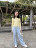 優(yōu)優(yōu)1點(diǎn)（Yoyo one）女童闊腿褲2025新款藍(lán)色格子褲早春兒童女孩褲子春裝洋氣休閑直筒 15266藍(lán)色 150 150cm 曬單實(shí)拍圖