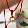 老鳳祥蛇年本命年黃金項鏈女足金平安扣七夕情人節(jié)禮物送女友老婆 足金靈蛇平安扣金珠項鏈-紅 曬單實拍圖